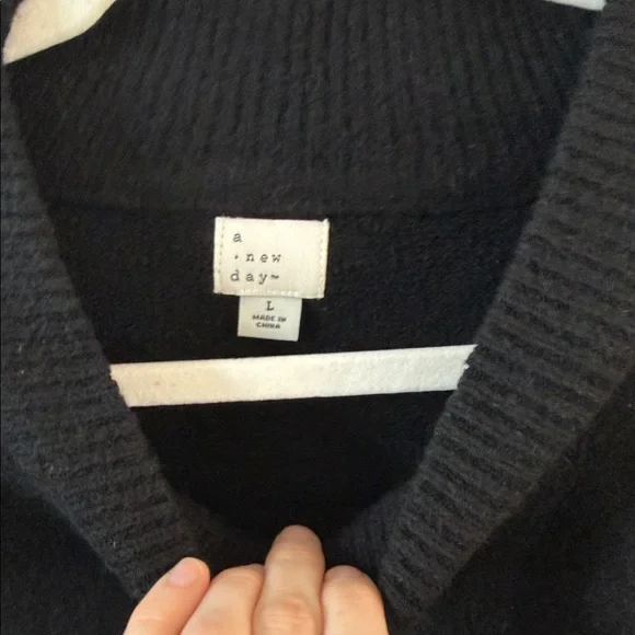 a new day Black Cowl Neck Sweater with White 'Bonjour' Detail - Picture 2 of 6